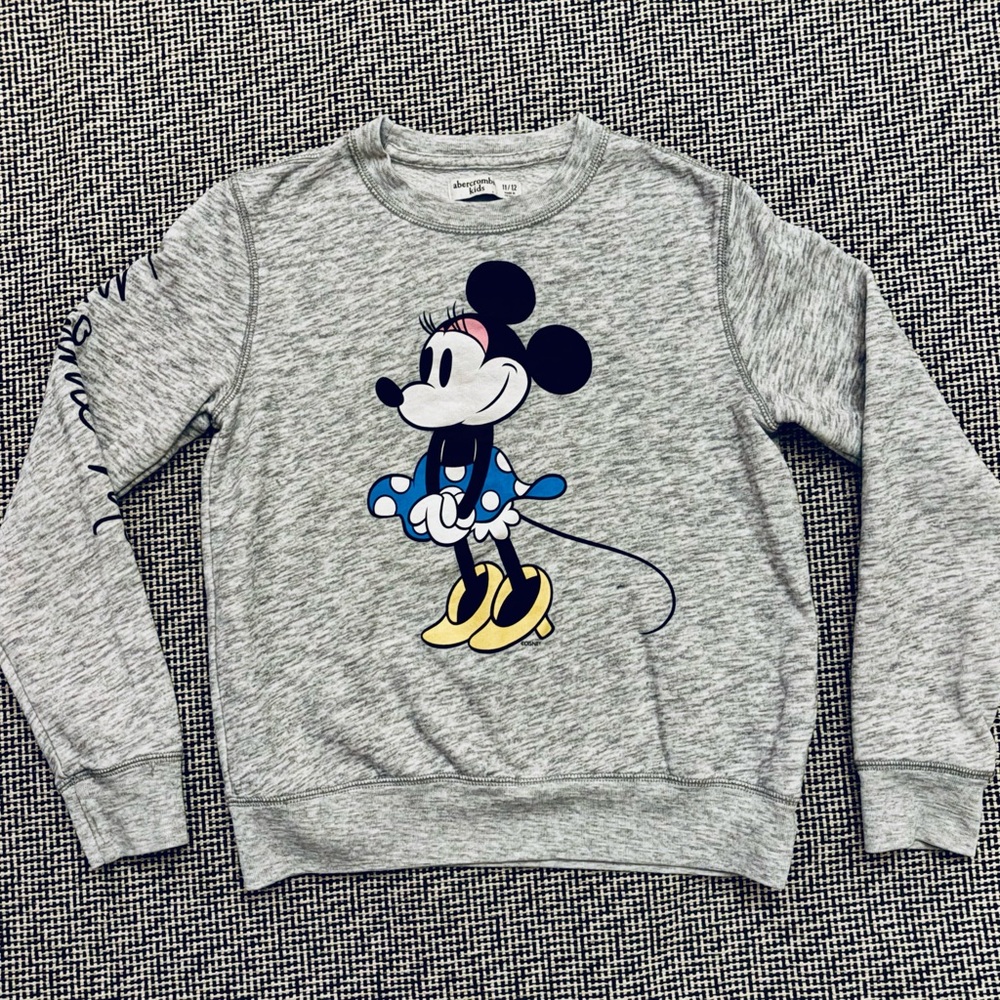 Abercrombie Kids - Minnie Mouse Crewneck Sweatshirt, Gray, size 11/12